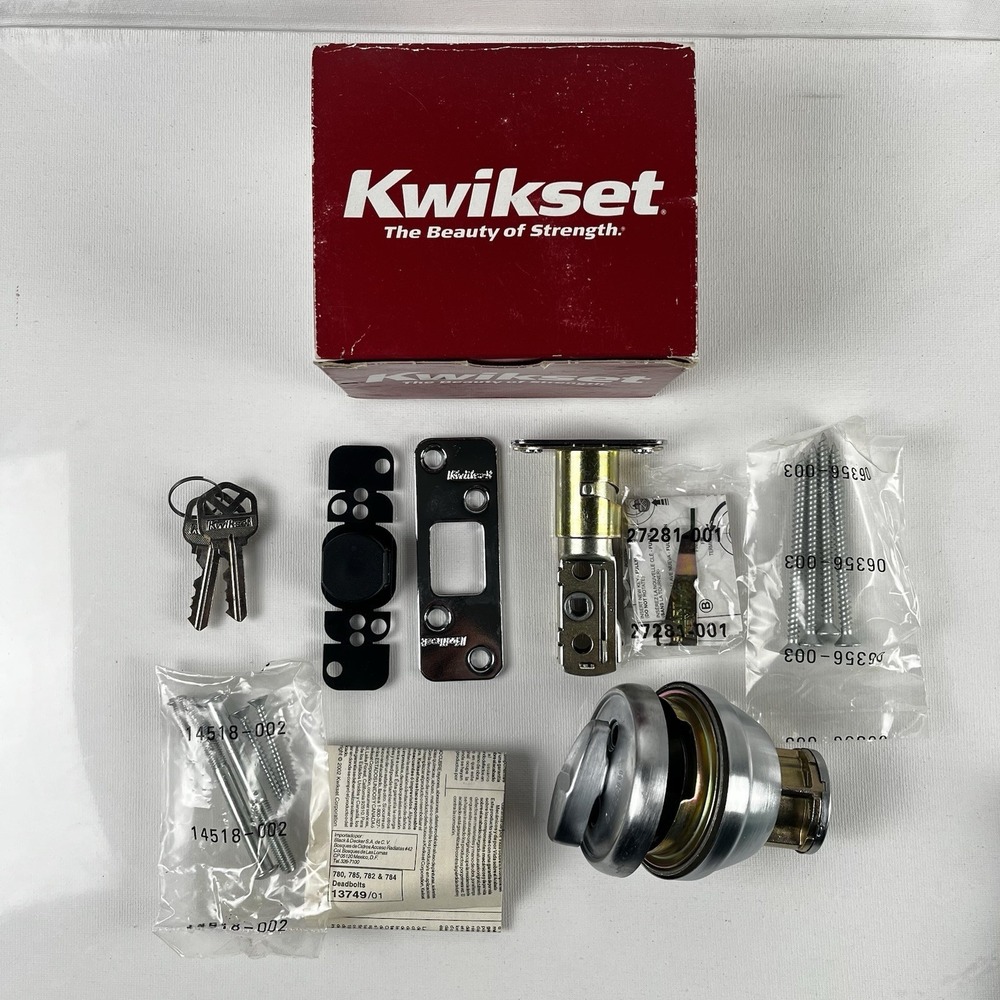 Kwikset 780 26D Deadbolt Single Cylinder  Satin Chrome Smart Key NOS Year 2009 - Picture 4 of 15